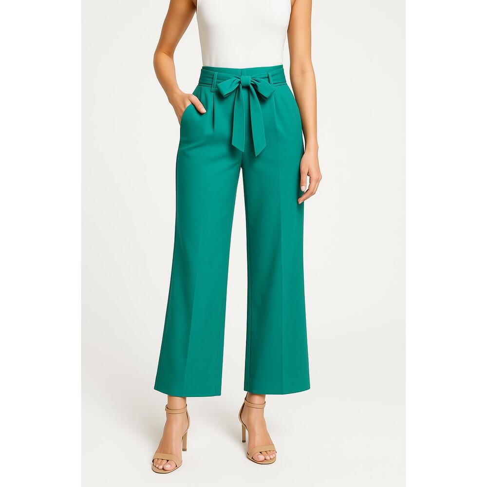 Antonio Melani Pants Womens 8 Teal WideLeg HighWaisted TieBelt Chic